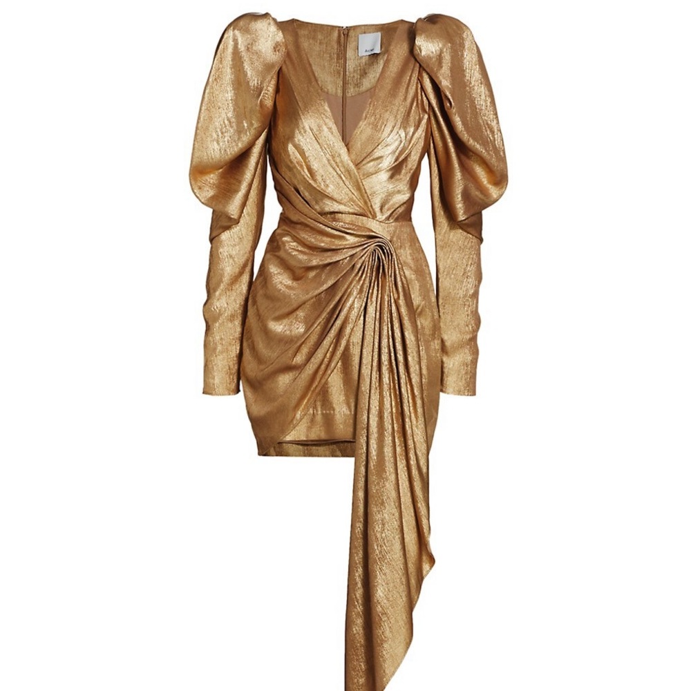 Acler Llewyn Metallic Puff Sleeve Mini Dress